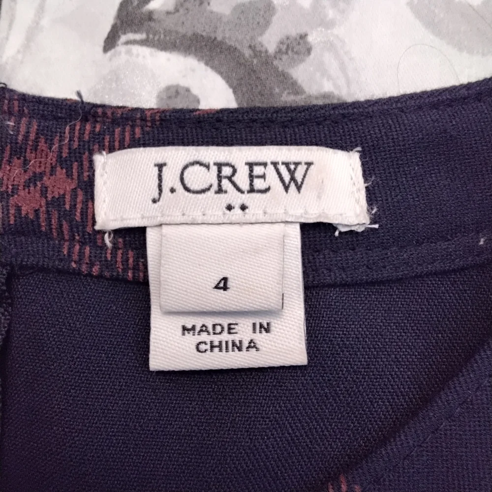 J. Crew Factory Navy Window Pane Shift Dress With Front Pockets - 4 - Picture 7 of 12